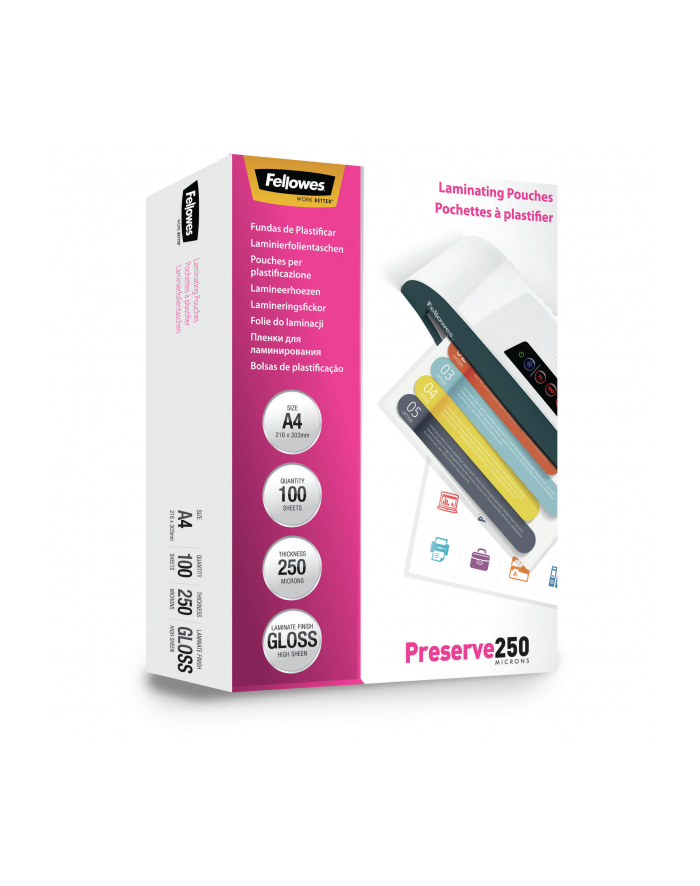 Fellowes folie do laminowania | A4 | 250 mic | 216x303mm | 100szt. główny