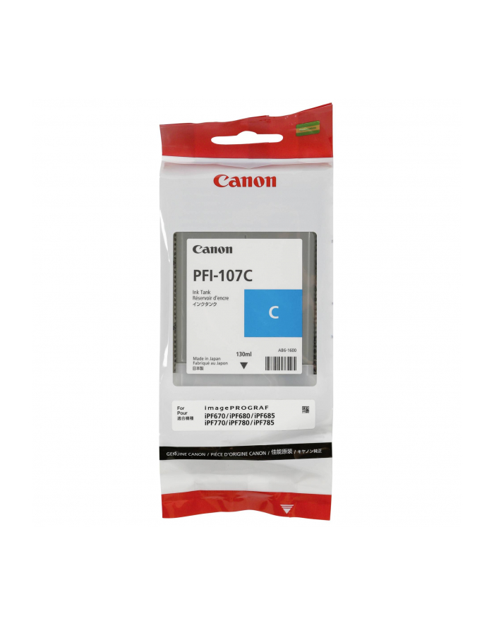 Tusz Canon PFI-107C do Pixma MG-5750/6850/7750 | 130ml | cyan główny