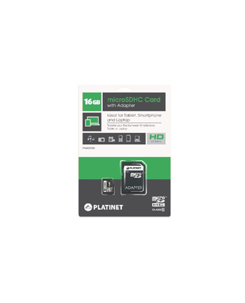 Platinet karta pamięci microSD class 10 + adapter SD | 16GB