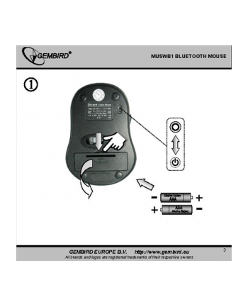 GEMBIRD MYSZ BEZPRZEWODOWA BLUETOOTH 800-1600DPI