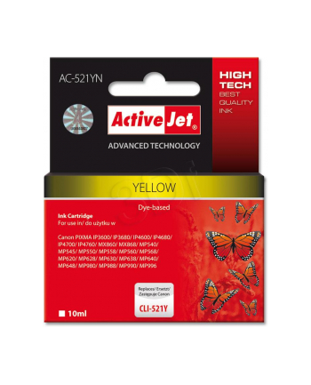 Activejet AC-521Y tusz yellow do drukarki Canon (zam. CLI-521Y)