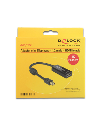 Delock Adapter mini Displayport 1.2 (M) > HDMI (F) 4K pasywne czarny