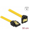 Kabel SATA DATA 0.3m z zatrzaskami metalowymi (krótkie wtyczki) kątowy Delock - nr 13