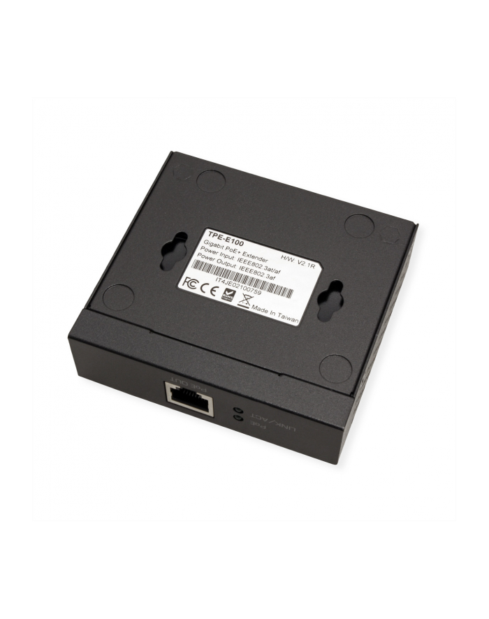 Trendnet GIGABIT POE+ Extends 100 meters for a total distance of up to 200 meters (656 ft.),Daisy chain two TPE-E100s for a total PoE+ network extension of 300 m (980 ft.),Plug and play installation,No external power required,Wall mountable/ główny