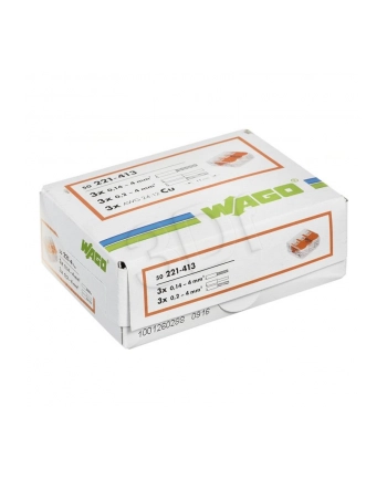 WAGO złącze instalacyjne 50 szt. do przewodów 3x0 2-4mm2 32A  450 V  221-413 nr 1