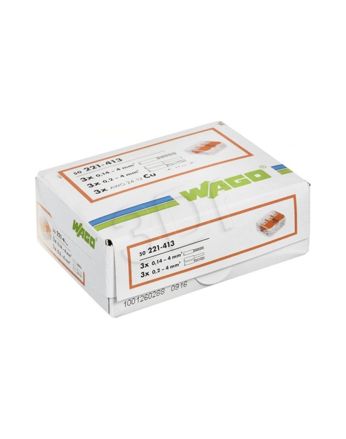 WAGO złącze instalacyjne 50 szt. do przewodów 3x0 2-4mm2 32A  450 V  221-413 główny