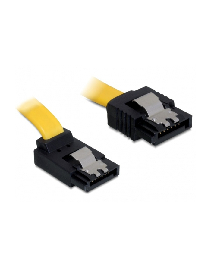 Delock kabel SATA 6 Gb/s kątowy góra/prosty metal. zatrzaski 30cm żółty główny