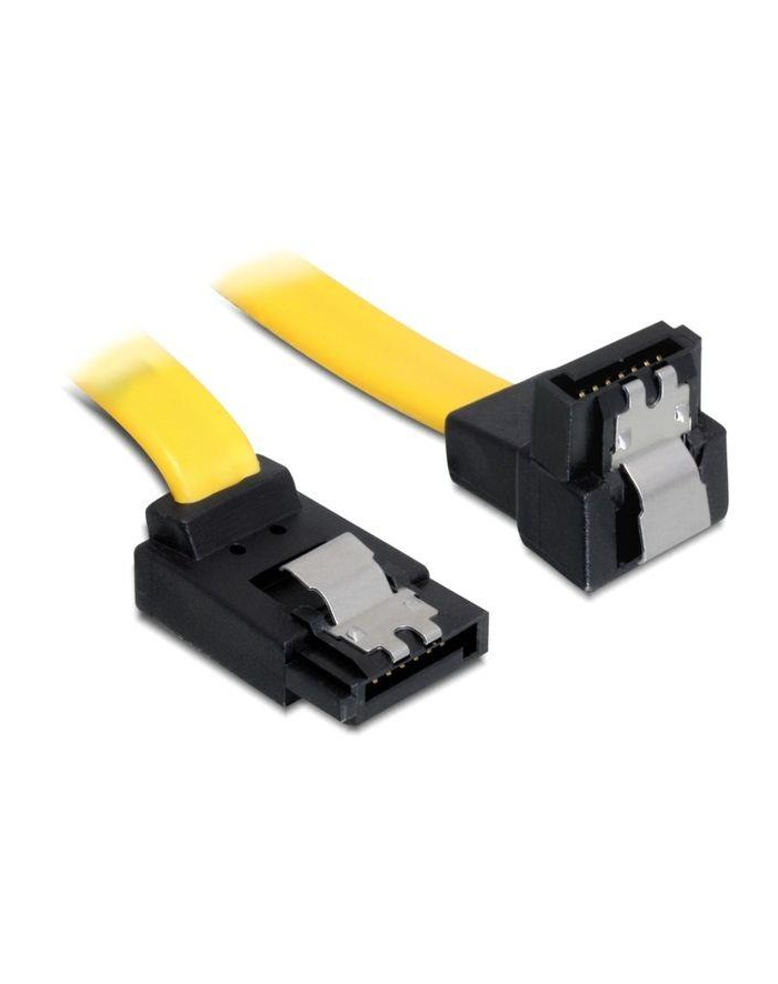 Delock kabel SATA 6 Gb/s kątowy góra/dół metal. zatrzaski 30cm żółty główny