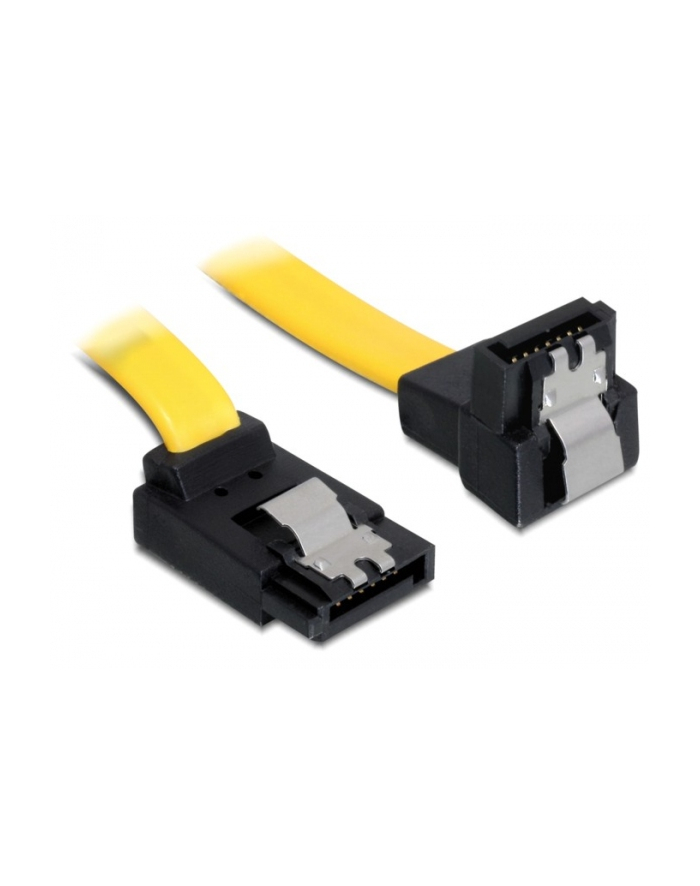 Delock kabel SATA 6 Gb/s kątowy góra/dół metal. zatrzaski 50cm żółty główny
