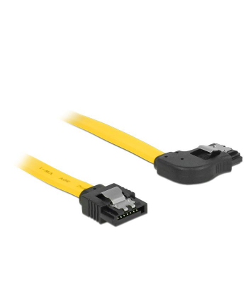 Delock kabel SATA 6 Gb/s kątowy prawo/prosto metal. zatrzaski 30cm żółty nr 1
