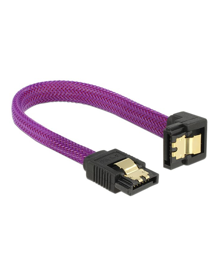 Delock kabel SATA 6 Gb/s 10 cm dół / prosty metal. zatrzaski fioletowy Premium główny
