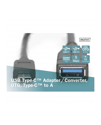 ASSMANN Kabel adapter USB 3.0 SuperSpeed OTG Typ USB C/USB A M/Ż czarny 0,15m