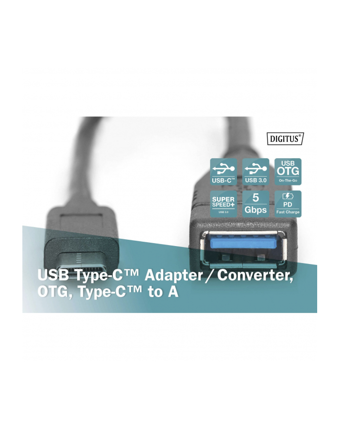 ASSMANN Kabel adapter USB 3.0 SuperSpeed OTG Typ USB C/USB A M/Ż czarny 0,15m główny