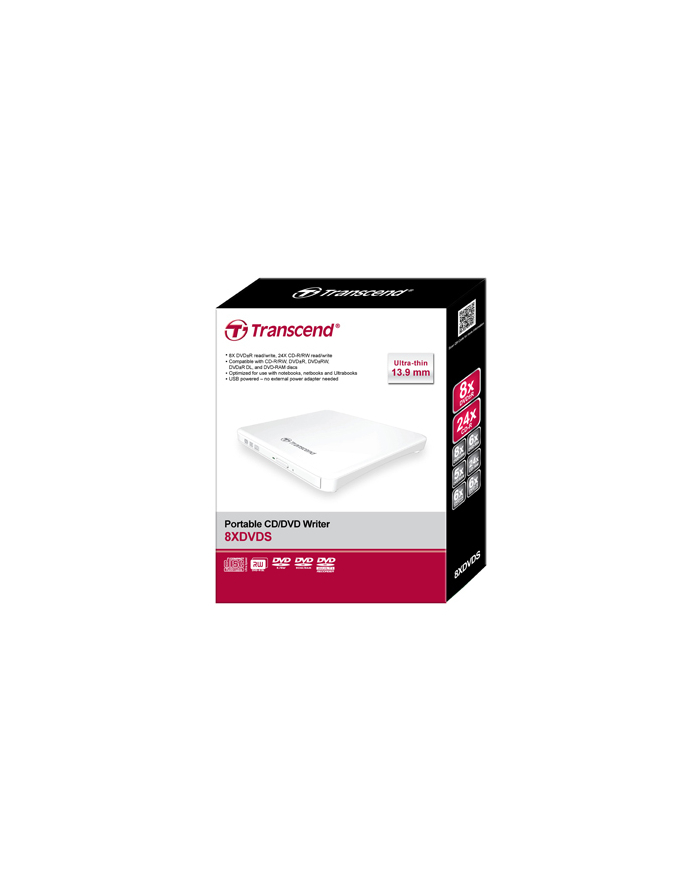 Transcend Portable TS8XDVDS-W 8x Slim U2S Retail - zewnętrzna - biała główny
