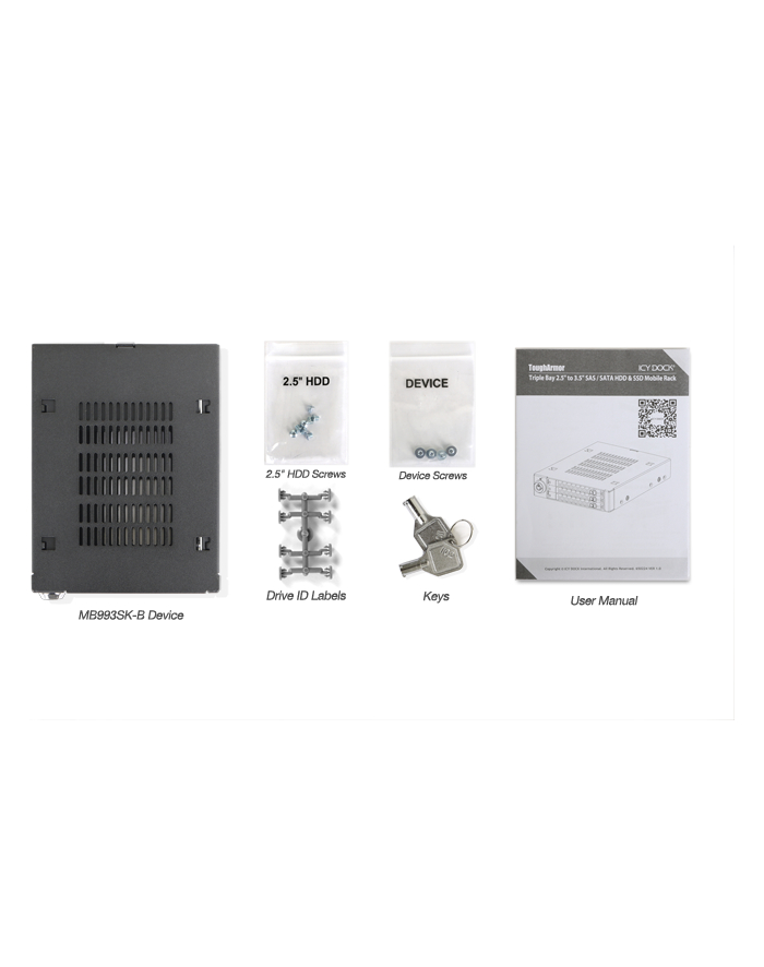 IcyDock MB993SK-B - 3x2.5 SAS/SATA HDD & SSD główny