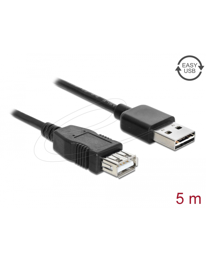 DeLOCK EASY USB2.0 A Wtyk-Gniazdo - czarny 5m główny