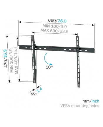 Vogel`s MNT 302 WALLMOUNT XL TILT 600X400 100KG 40-65IN nr 1