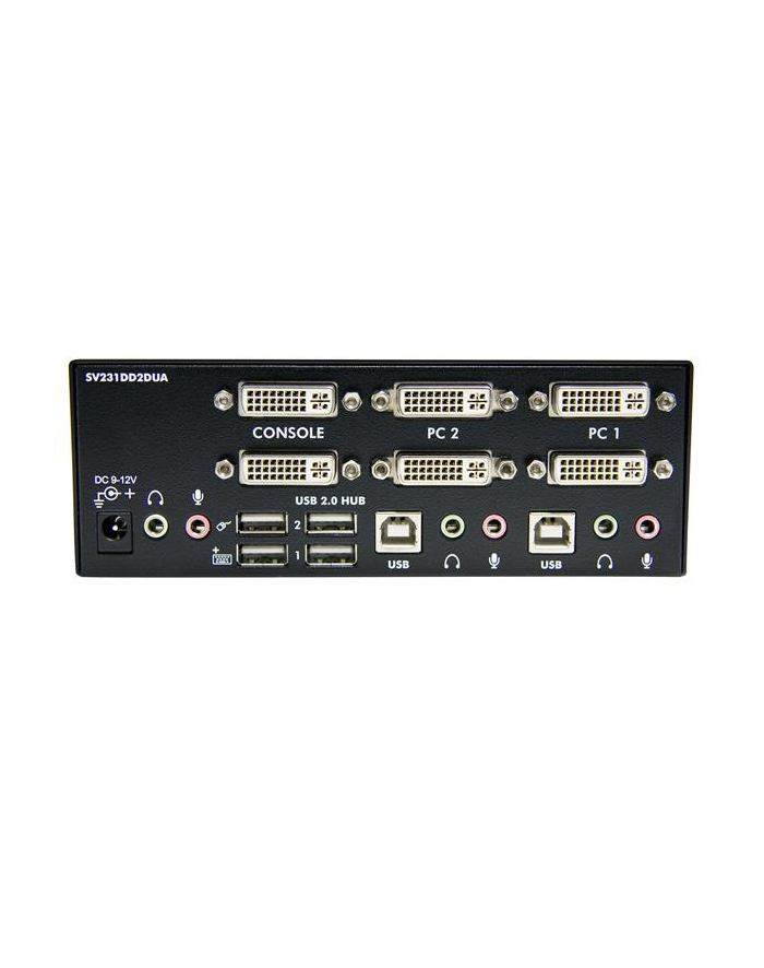 2 PORT DUAL DVI USB KVM SWITCH StarTech.com 2 Port DVI USB KVM Switch mit Audio und USB 2.0 Hub - 2-fach Dual DVI-I USB Umschalter główny