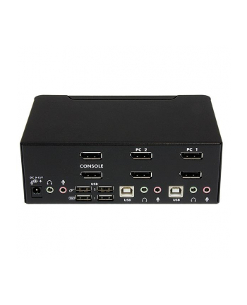 DISPLAYPORT USB KVM SWITCH StarTech.com 2 Port Dual DisplayPort USB KVM Switch mit Audio - DisplayPort Desktop KVM Umschalter mit USB Hub - 4xUSB Buchse 2xDP Buchse