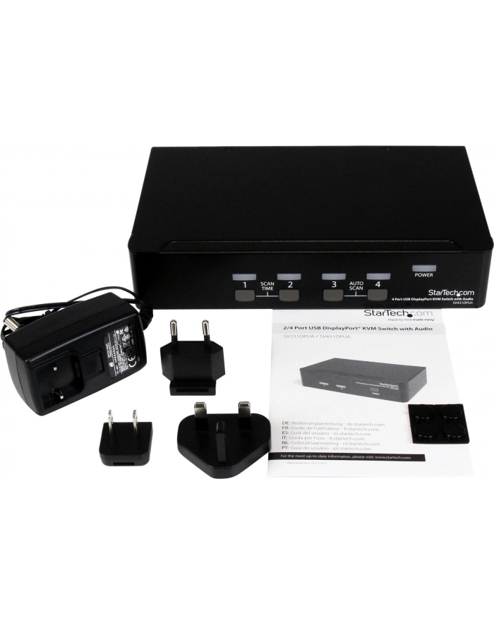 4 PORT DISPLAYPORT KVM SWITCH StarTech.com 4 Port DisplayPort USB KVM Switch mit Audio - DisplayPort Desktop KVM Umschalter mit USB Hub - 4xUSB Buchse 4xDP Buchse główny