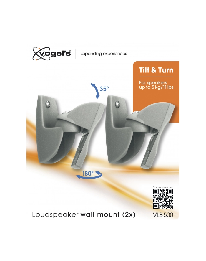 Vogel`s VLB 500 UNIV SPEAKER WALLMOUNT BLACK 2X 63MM DIST. -5KG TILT główny