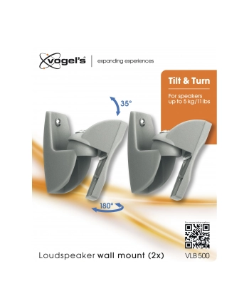 Vogel`s VLB 500 UNIV SPEAKER WALLMOUNT SILVER 2X 63MM DIST. -5KG TILT nr 1