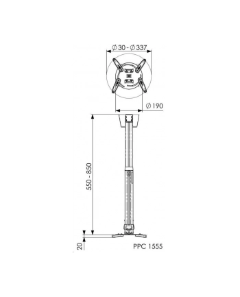Vogel`s PPC 1555 BEAMER CEILLING MOUNT SILVER 550-850 MM UP TO15KG nr 1