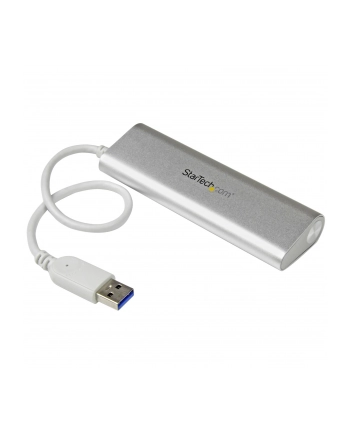 4 PORT PORTABLE USB 3.0 HUB StarTech.com 4 Port kompakter USB 3.0 Hub mit eingebautem Kabel - Aluminium USB Hub - Silber