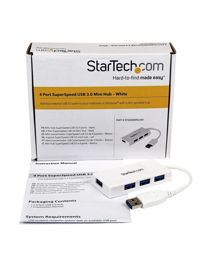 StarTech.com WHITE 4 PORT MINI USB 3.0 HUB . główny