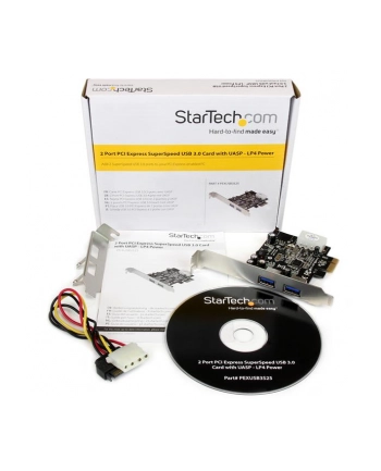 2 PORT PCIE USB 3 CARD W/ UASP StarTech.com 2 Port USB 3.0 PCI Express Schnittstellenkarte mit UASP und 4 Pin LP4 Molex - 2-fach SuperSpeed USB PCIe Karte nr 2