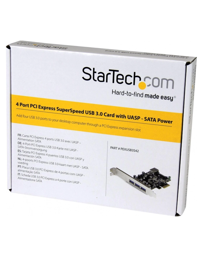 4 PORT PCIE USB 3.0 CARD StarTech.com 4 Port PCI Express USB 3.0 Karte - 4-fach PCIe USB 3.0 Schnittstellenkarte - 3 Externe und 1 Interner Anschluss główny