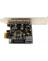 4 PORT PCIE USB 3.0 CARD StarTech.com 4 Port PCI Express USB 3.0 Karte - 4-fach PCIe USB 3.0 Schnittstellenkarte - 3 Externe und 1 Interner Anschluss - nr 28