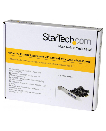 4 PORT PCIE USB 3.0 CARD StarTech.com 4 Port PCI Express USB 3.0 Karte - 4-fach PCIe USB 3.0 Schnittstellenkarte - 3 Externe und 1 Interner Anschluss