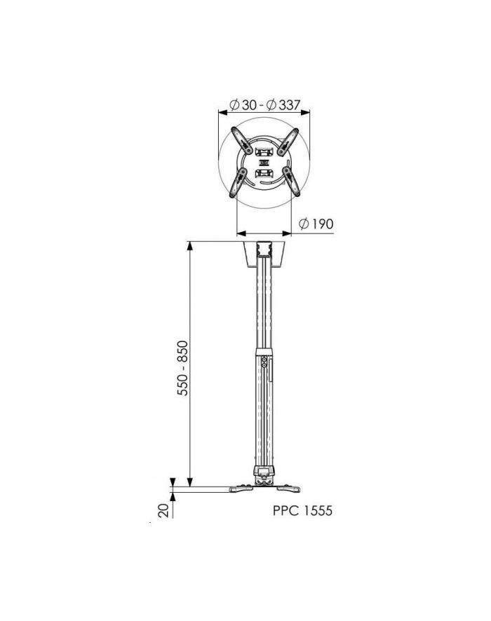 Vogel`s PPC 1555 BEAMER CEILLING MOUNT SILVER 550-850 MM UP TO15KG główny