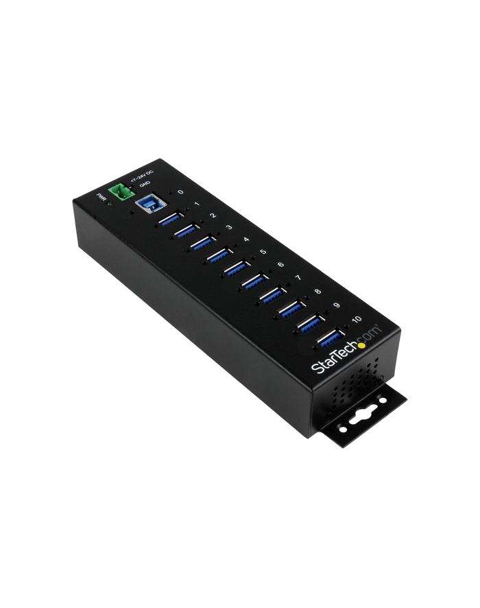 10 PORT INDUSTRIAL USB 3.0 HUB StarTech.com 10 Port Industrial USB 3.0 Hub - ESD and Surge Protection - DIN Rail or Surface-Mountable Metal Housing główny