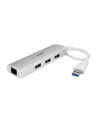 3PT PORTABLE USB 3.0 HUB + GBE StarTech.com 3 Port mobiler USB 3.0 Hub plus Gigabit Ethernet - Aluminium USB Hub mit Gigabit Ethernet Adapter - nr 1