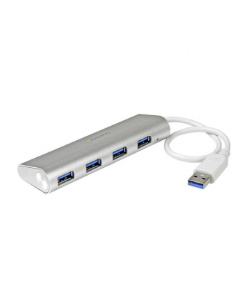 4 PORT PORTABLE USB 3.0 HUB StarTech.com 4 Port kompakter USB 3.0 Hub mit eingebautem Kabel - Aluminium USB Hub - Silber
