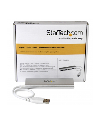 4 PORT PORTABLE USB 3.0 HUB StarTech.com 4 Port kompakter USB 3.0 Hub mit eingebautem Kabel - Aluminium USB Hub - Silber nr 1