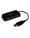 BLACK 4 PORT MINI USB 3.0 HUB StarTech.com 4 Port USB 3.0 SuperSpeed Hub - Schwarz - Portabler externer Mini USB Hub mit eingebautem Kabel - nr 15