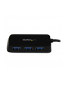 BLACK 4 PORT MINI USB 3.0 HUB StarTech.com 4 Port USB 3.0 SuperSpeed Hub - Schwarz - Portabler externer Mini USB Hub mit eingebautem Kabel - nr 24