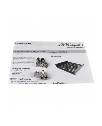 StarTech.com 2U 16 RACK MOUNT SHELF IN