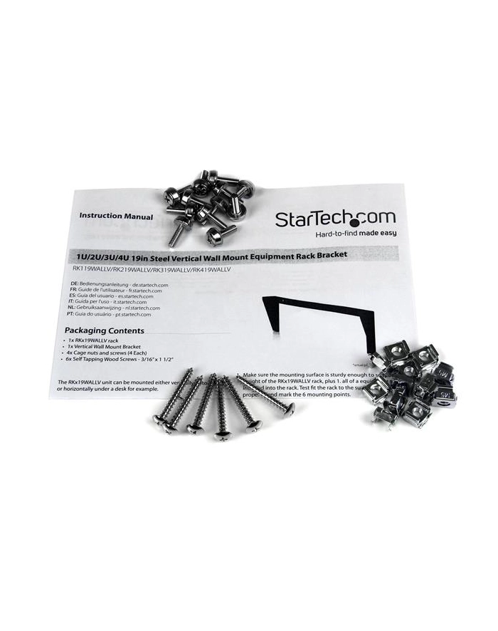 1U 19 WALL MOUNT RACK BRACKET StarTech.com 4 HE 19 Zoll vertikale Wandmontage Rack Halterung aus Stahl - Schwarz główny