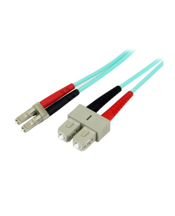 2M AQUA FIBER PATCH CABLE StarTech.com 2 m 10 GB Aqua Multimode 50/125 Duplex LSZH LWL-Patchkabel LC - SC - Glasfaser Netzwerkkabel