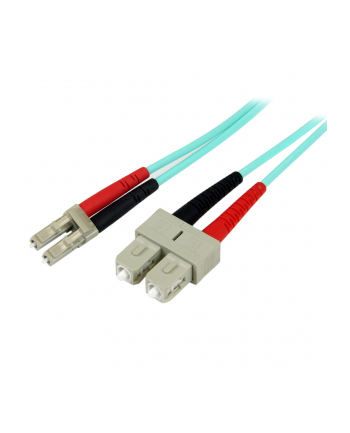 2M AQUA FIBER PATCH CABLE StarTech.com 2 m 10 GB Aqua Multimode 50/125 Duplex LSZH LWL-Patchkabel LC - SC - Glasfaser Netzwerkkabel