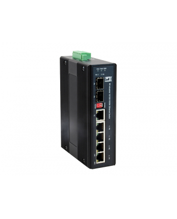 LevelOne Ind.Gigabit Ethernet Switch Industrial Gigabit Ethernet Switch - 4 TX + 1 SFP + 1 Combo -40 to 75C, 9 to 60VDC