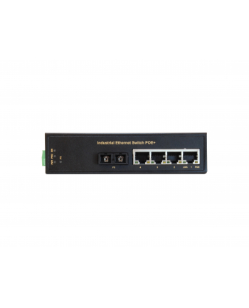 LevelOne FAST ETH. IND. POE SW 5-Port Fast Ethernet Industrial PoE Switch, 4 PoE Outputs, 802.3at PoE Plus, 1 Port SC Single-Mode Fiber, 30km