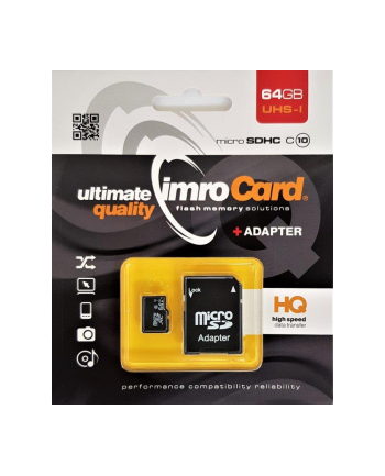 IMRO KARTA FLASH MICROSD 64GB 10 UHS-I Z ADAPTEREM