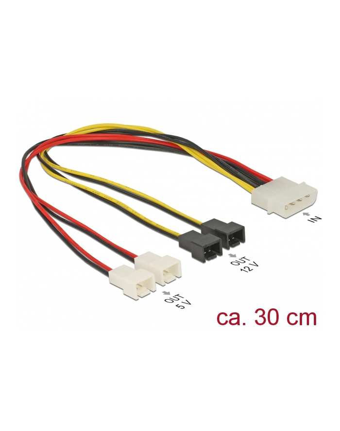 Kabel zasilający Delock Molex 4 pin - 4x 2 pin do wentylatora 30cm główny