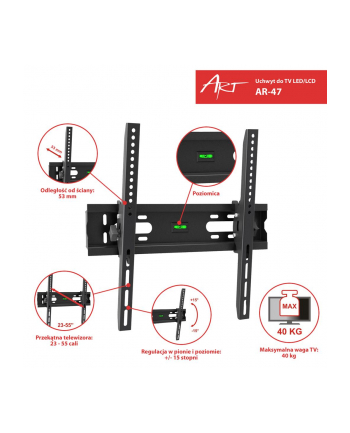 ART UCHWYT DO TV LCD/LED 23-55'' 40KG AR-47 reg. w pionie