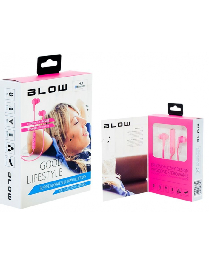 BLOW Słuchawki Bluetooth 4.1 PINK główny